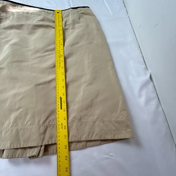 Lida Baday Skirt Womens 10 Tan Silk‎ Blend Pleated Lined Back Slit Officecore - Picture 11 of 15